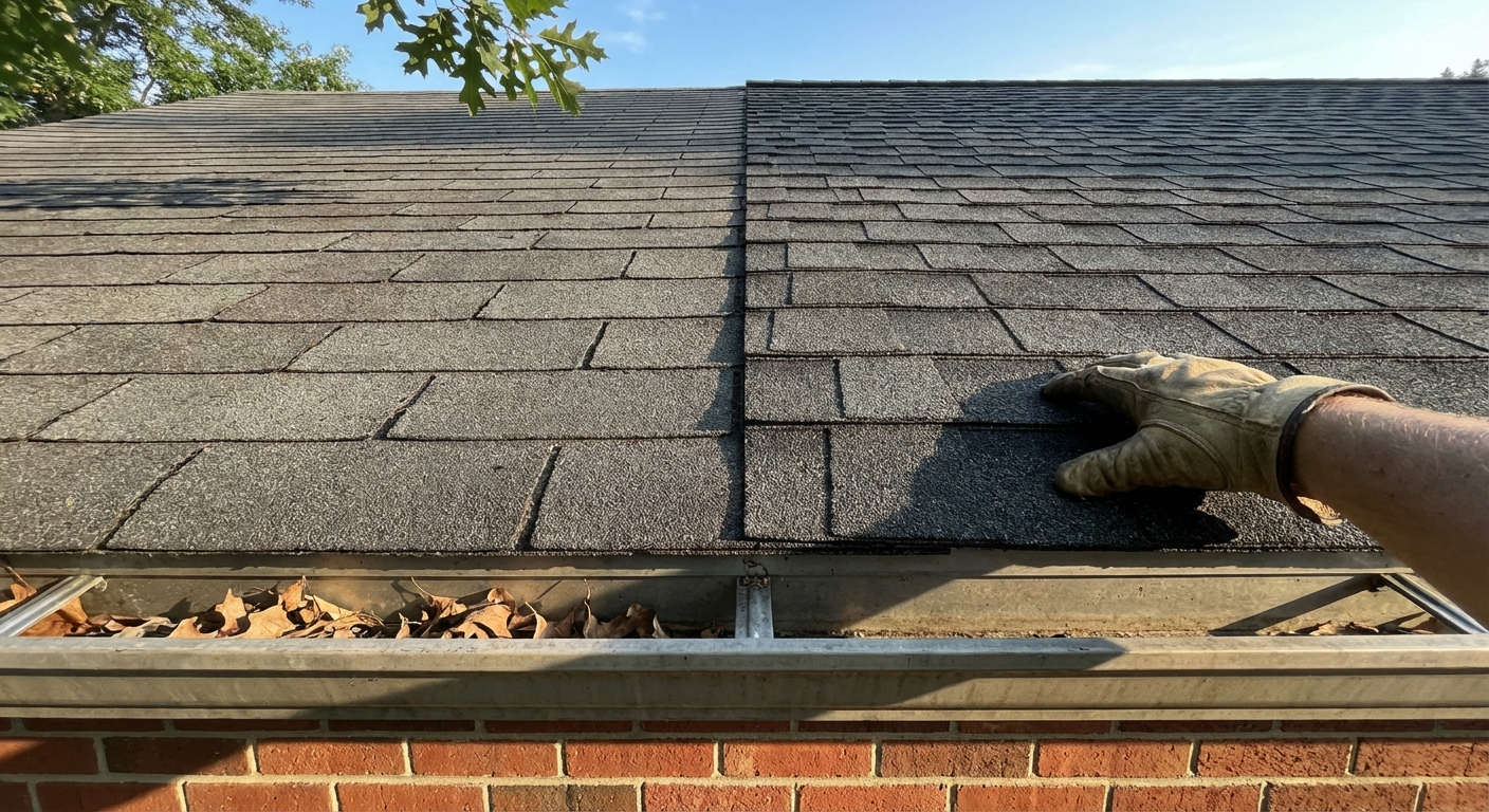 CertainTeed 3-tab vs architectural shingles comparison showing dimensional depth difference on South Mississippi home